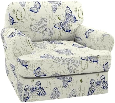 NILUOH 2-Piece T-Cushion Armchair Slipcover, Stretch Chair Cover with Separate Seat Cushion Cover, Soft Washable Furniture Protector for Living Room