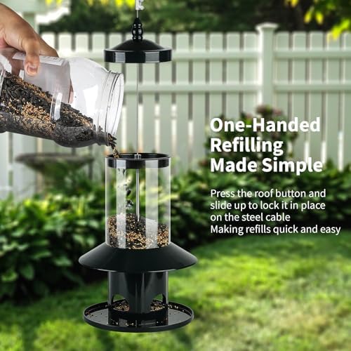 Squirrel-Proof Bird Feeder for Outdoor Hanging Wild Bird Seeds.