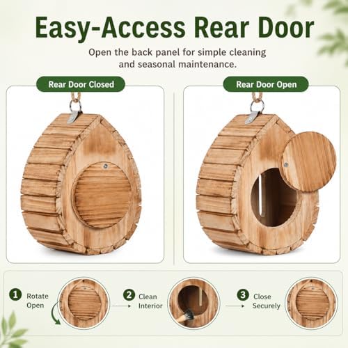 Wooden Butterfly House and Feeder for Outdoors, Natural Butterfly Habitat Nesting Box, Hanging Bug Hotel Garden Decoration for Butterflies, Bees, Moths