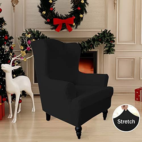 Easy-Going Stretch Wingback Chair Sofa Slipcover Black