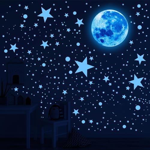 492Pcs Glow in the Dark Stars for Celing Glow Moon and Space Wall Decals