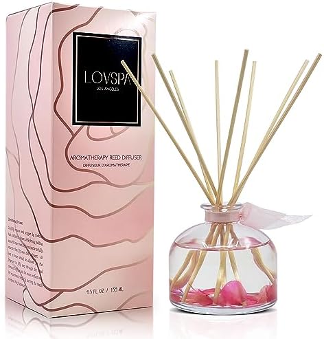 Reed Diffuser Set, Moroccan Rose Scented Oil Diffuser with Sticks, Home Fragrance Accessories for Bathroom Shelf Decor, Aroma Diffusers for Home or Office Desk, USA Made