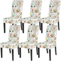 SearchI Dining Room Chair Covers Set of 6, Stretch Printed Flower Kitchen Chair Slipcovers Removable Washable Parsons Chair Covers Protector for Dining Room, Hotel, Ceremony (Floral Pattern1)