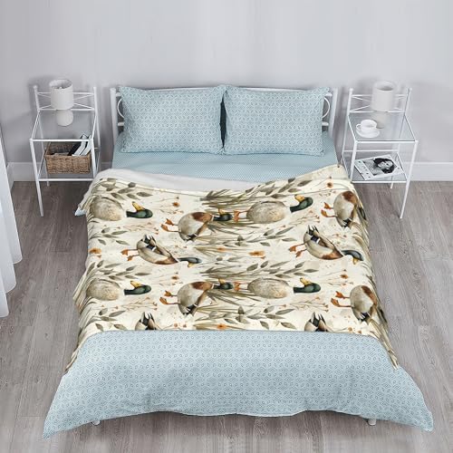 Fall Throw Blanket,Mallard Duck Throw Blanket for Couch Home Decor,Rustic Farmhouse Soft Plush Travel Blanket Lightweight,Cozy Throws for Couch,Bed,Naps,Reading50 X 60 Inch