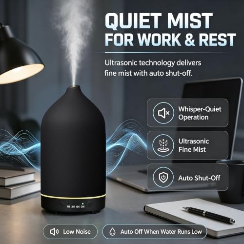 Gooamp 200ML Ceramic Essential Oil Diffuser for Home, Stone Diffuser