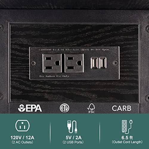 Yoobure End Table with Charging Station, Flip Top Side Table with USB Ports and Outlets, Sofa Couch Table Bedside Table for Living Room Bedroom, Narrow Nightstand with Storage Shelves for Small Space