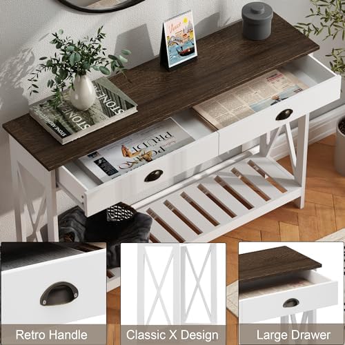 ChooChoo Console Table with Drawer for Entryway with Stable X Supports