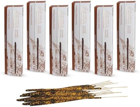 Tulasi Sandalwood Incense Sticks - 48 Natural Scent Sticks | with Real Herbs | Long-Lasting 55-Minute Burn | Natural Essential Oils | Perfect for Meditation, Yoga & Removing Negative Energy