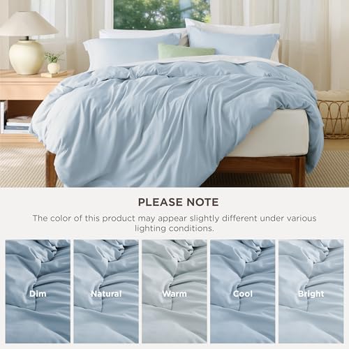 Bedsure Oversized King Duvet Cover, Double Brushed Bedding Set, Light Blue