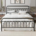 Allewie King Size Metal Platform Bed Frame with Headboard, Black