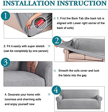 Flamingo P High Stretch Sofa Slipcover Non Slip Armchair Cover for Living Room Washable Pet Furniture Protector Covers with Elastic Bottom, Thick Jacquard Fabric (Small, Dove)