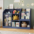 ONBRILL Toy Organizer with Bookshelf & Stuffed Animal Storage, Navy Blue