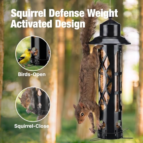 Veehoo Squirrel Proof Bird Feeders for Outdoors Hanging, Holds Up to 3.5 lb