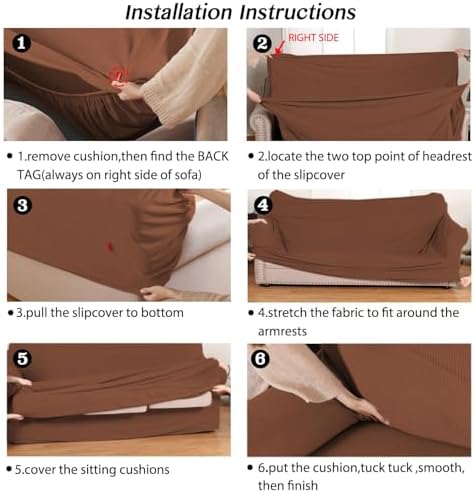 Turquoize 2 Piece Chair Covers Chair Slipcovers for Living Room Small Armchair Chair Cover with Arms Washable Furniture Cover for Chairs Feature Thick Jacquard Fabric (Small Armchair, Caramel)