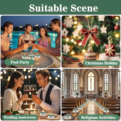MAQIHAN 25PCS Green Tealight Candles Set - Mini Votive Tea Light Candles