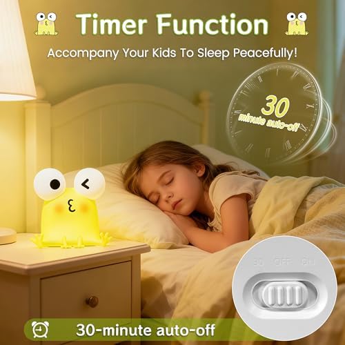 FAMIDUO Frog Night Light for Kids, Funny LED Squishy Animal Silicone Lamp