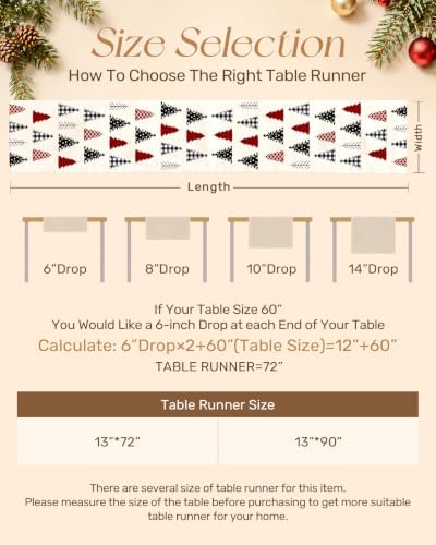 Miss Adola Embroidered Canvas 13"x90" Christmas Table Runner, Tree Crew