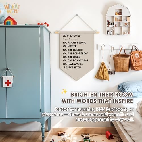 Wheatwin Classroom Decor, Positive Affirmations Wall Decor, Before You Go Be Sure to Know Pennant Flag Banner for Kids Nursery Toddler Bedroom Classroom Playroom 15x11 Inch
