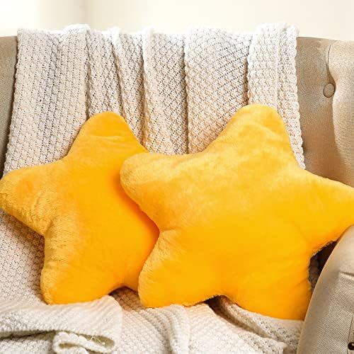 Sumind 2 Star Pillows 15.7'' Cute Decorative Yellow Throw Pillow for Bed