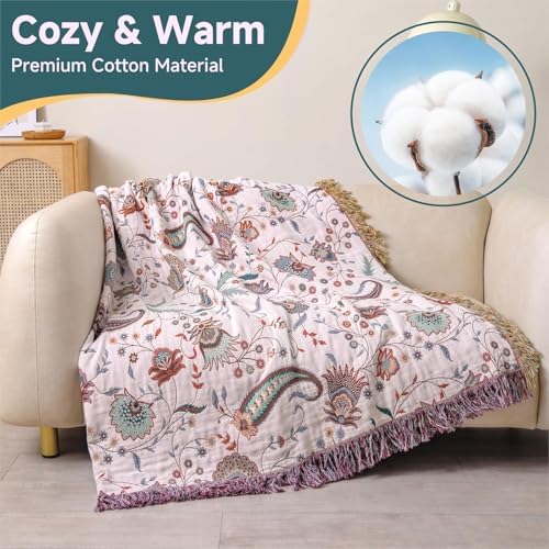 Floral Twin Fall Throw Blanket, White, 60"x80"