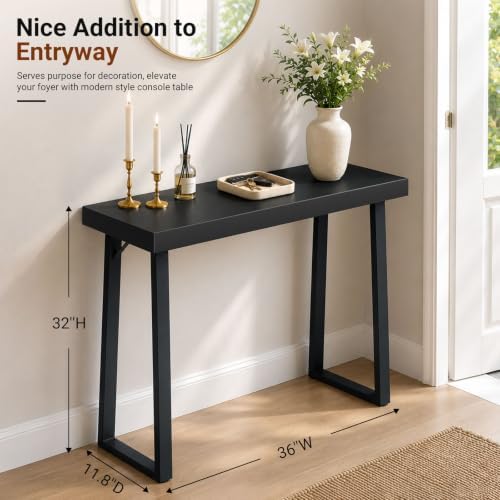 SLEEPING LAMB 36 Inch Small Entryway Table, Black Console Table for Hallway