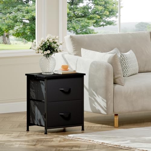 Somdot Nightstand Set of 2 with 2 Drawers, Small Night Stands for Bedroom