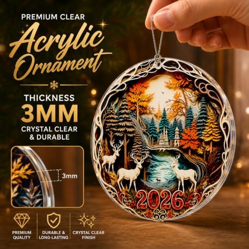 Deer Christmas Ornaments 2026, Hunting Ornaments for Christmas Tree, Deer Hunting Gifts for Men, Grandpa, Dad, Husband, Woodland Holiday Tree Ornament, Gift Exchange Present