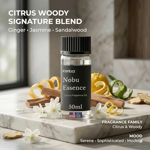 Nobu Essence Diffuser Oil, Jasmine Lily Sandalwood Blend, 50 mL