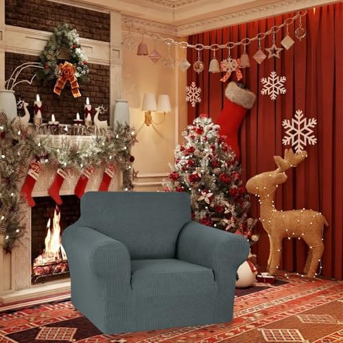 KEKUOU Stretch Chair Sofa Slipcover, Single Couch Cover,Grey
