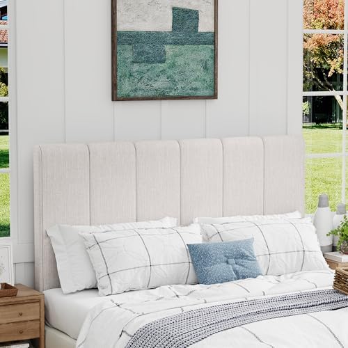 Yongchuang Upholstered Queen Headboard Only, Modern Linen Grayish White
