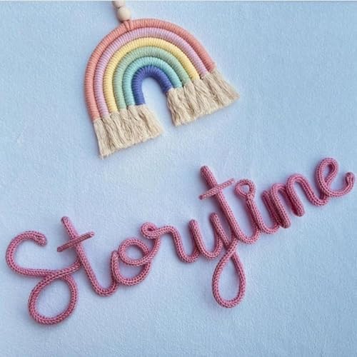 Handmade Storytime Wall Sign-Knitted Wire Storytime Sign Reading Corner Sign Decor story time wall sign wire Letters Book Corner Decor for Kids Room Nursery & Playroom (Pink Story)