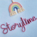 Handmade Storytime Wall Sign-Knitted Wire Storytime Sign Reading Corner Sign Decor story time wall sign wire Letters Book Corner Decor for Kids Room Nursery & Playroom (Pink Story)
