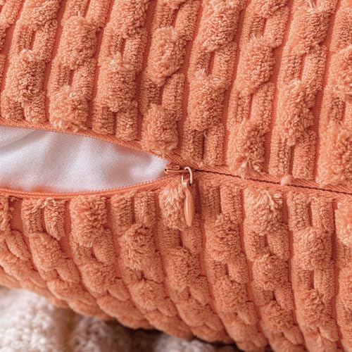 MIULEE Decorative Throw Pillow Covers 20x20 Coral Red Textured Corduroy