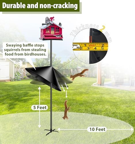 Squirrel Baffle,19-Inch Squirrel Baffle for Bird Feeder Pole,Squirrel-Proofs for Outdoor Shepherd's Hooks，Outside Pole Mount Squirrels Guard(Black 2 Pack