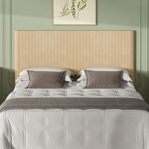 Queen Size Fluted Headboard Only, Boho Head Boards Queen with Arched Corrugated, Wood Head Board for Full/Queen Bed Frames,Rustic & Modern Farmhouse, Oak