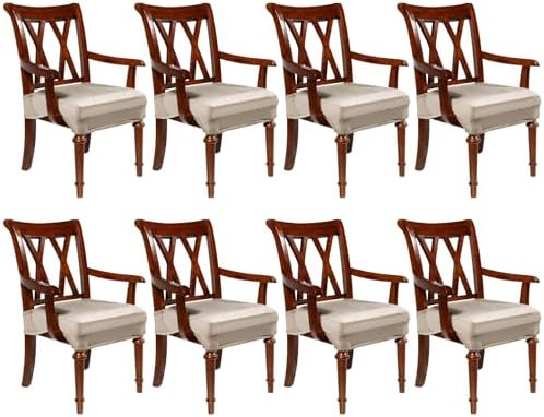 Havawish Extra Wide Dining Chair Seat Covers, Taupe, Velvet, 8 Pcs