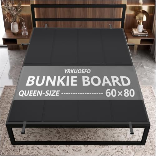 Bunkie Board Queen 60x80'' Premium 10mm Heavy Duty Anti-Sag Mattress Support Board Noise Minimizing,Moisture Resistant Fits Metal FramesPlatform Beds (Black)