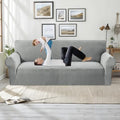 MAXIJIN Stretch Couch Cover Sofa Covers for 3 Cushion Couch (71"-91" Washable Sofa Slipcovers with Non-Slip Foam & Elastic Strap, Dog Cat Pet Friendly Furniture Protector (Large, Light Gray)