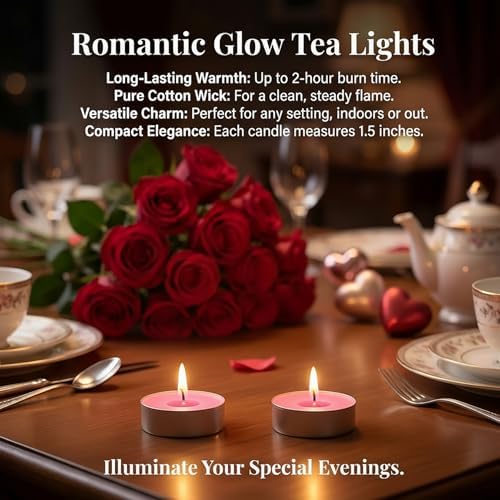 MAQIHAN 25 Pack Pink Tea Light Candles - Mini Soy Wax Votive Candle Set
