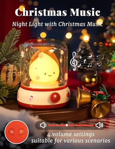 Christmas Flame Night Light, Cute Night Light with White Noise, Dimming, Rechargeable Portable Small Table Lamp, Best Idea for Christmas Gift Decor