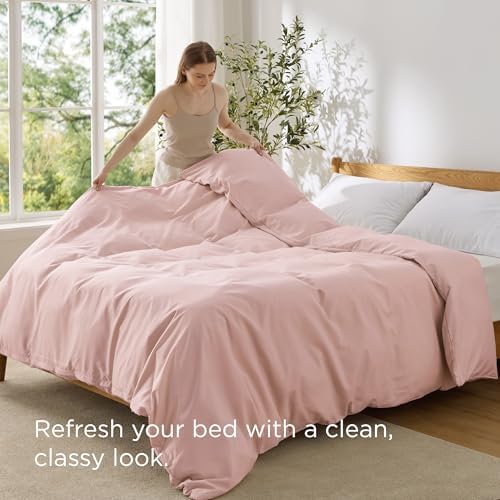 Bedsure Duvet Cover Queen Size, 1Pc Soft Double Brushed Bedding, Blush Pink