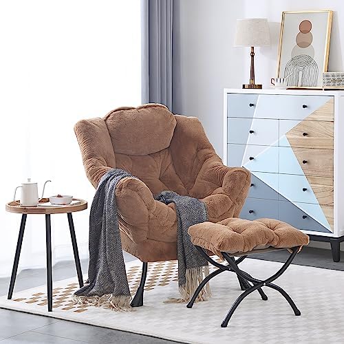LITA Lazy Chair with Ottoman, Comfy Accent Reading Chair