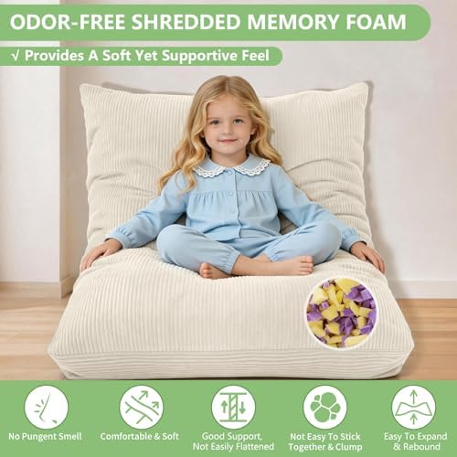 3-in-1 Kids Bean Bag Chair, Convertible Floor Cushion