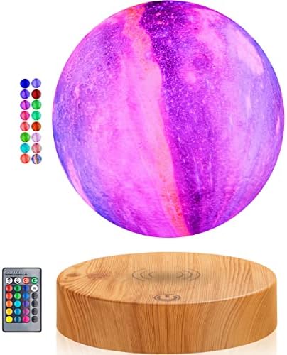 Levitating Moon Lamp, Floating Galaxy Moon Light Spinning 16 Colors LED Moon 3D Printing Magnetic Levitation Night Lights with Remote for Room Office Decoration Cool Gifts