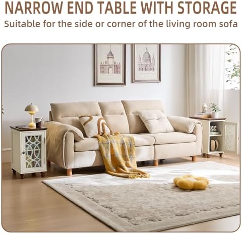 Joaxswe Narrow Side Table Set 2 with Glass Door Storage