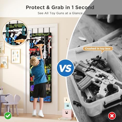 Mefirt Over Door Organizer for Nerf Guns, Toy Blasters Organizer Storage