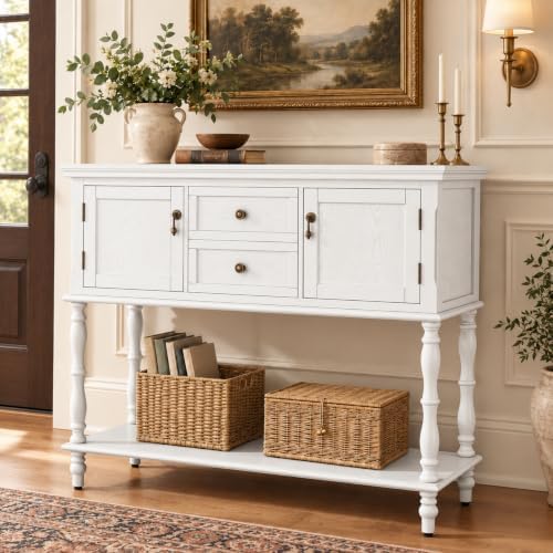 ARTPOWER Console Table with 2 Drawers, Retro Entryway Table with 2 Door