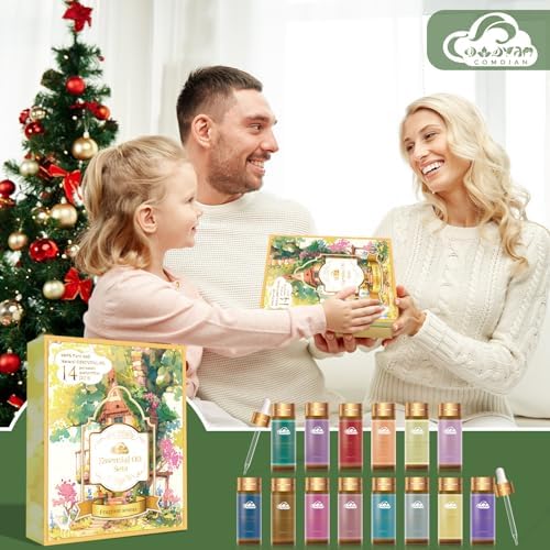 Fragrance Essential Oils Set - 14pcs, Aromatherapy Oils for Skin, Diffusers, Home Care, Humidifier Laundry, Candle Making - Tea Tree, Sandalwood, Lavender, Vanilla, Eucalyptus and More (5mL)