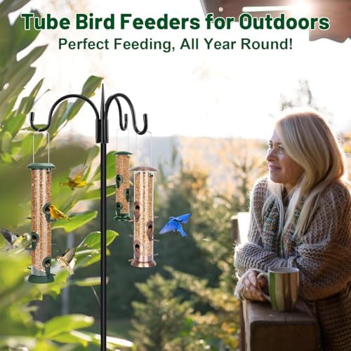 FEED GARDEN Tube Bird Feeder 2 Pack, 15 Inch Plastic Hanging Bird Feeder