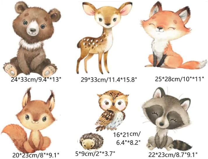 Woodland Wall Decals Stickers Peel and Stick for Baby Boys Girls Nursery Bedroom Netral Decor,Woodland Animals Wall Decals Stickers Forest Animals Bear Fox Owl Raccoon Deer